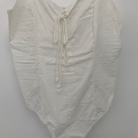 Free People | Make Me Up Ivory Lace-Up Bodysuit - Picture 5 of 7